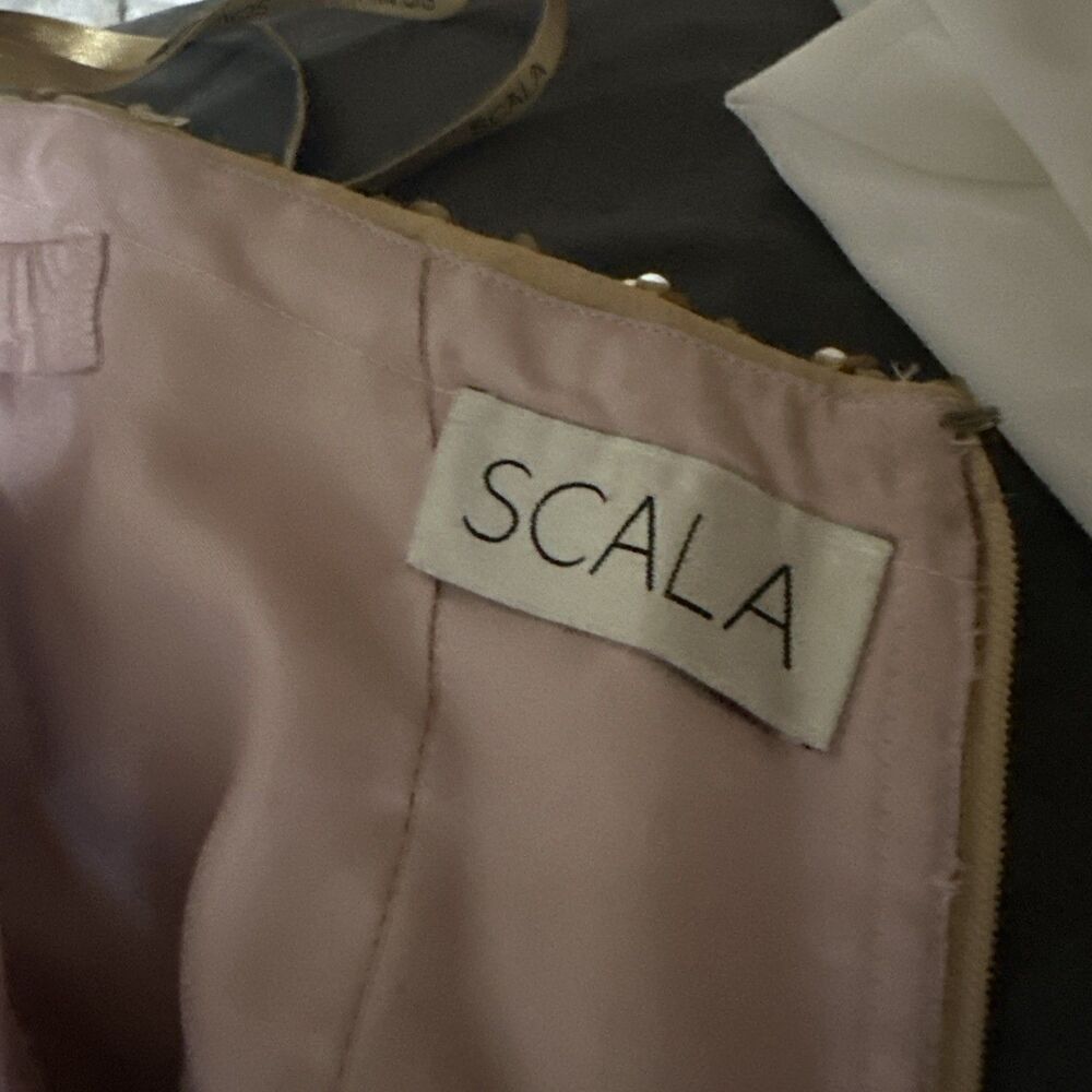 Scala Size 2 Strapless Gold Sequin Beaded Silk Ma… - image 7